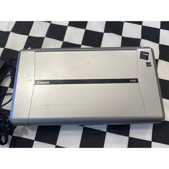 Canon Other - Canon PIXMA iP100 Mobile Inkjet Photo Printer Silver Portable w/ Power Cord read